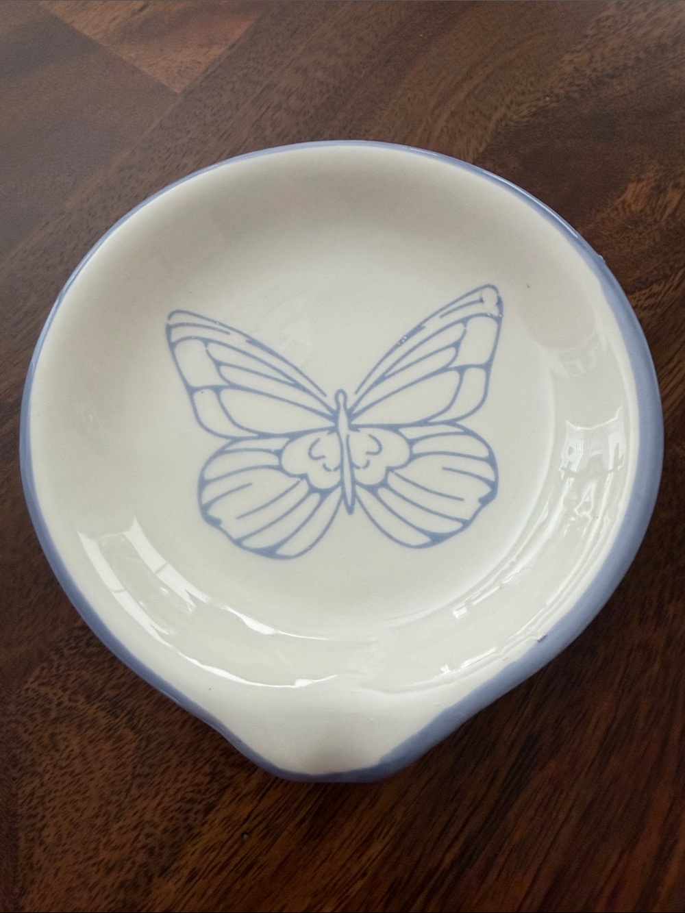 Dolly Parton Ceramic Spoon Rest with Light Blue Butterfly Accent